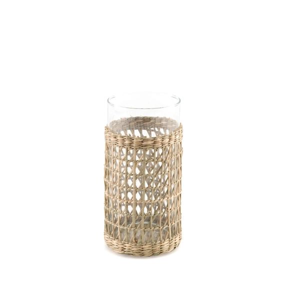 Vase en verre et herbier tressé H20 cm, Kezia