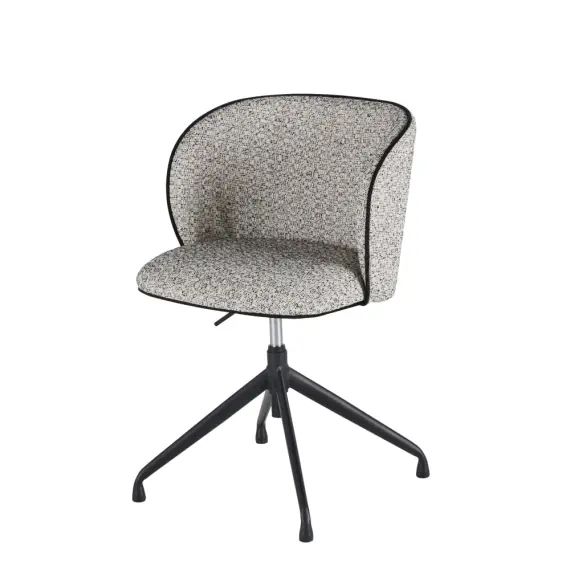 Chaise de bureau réglable et pivotante gris chiné et métal noir