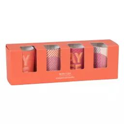 Coffret bougies lumignons parfumées (x4) en verre orange et rose