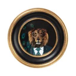 Cadre photo rond en polyrésine noire et dorée 12×12