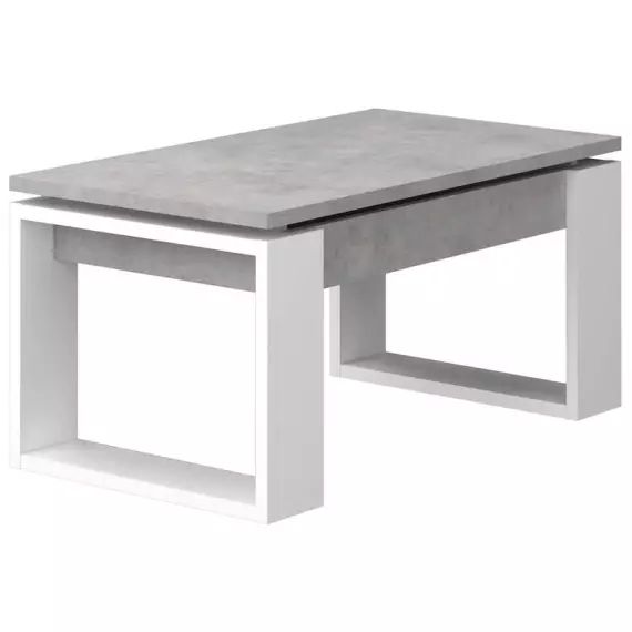 Table basse rectangulaire LONDON coloris blanc/béton