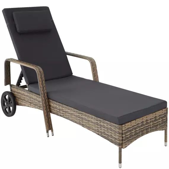 Bain de soleil aluminium Cassis 6 positions avec roulettes marron