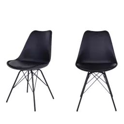 Oslo – Lot de 2 chaises en simili et métal – Couleur – Noir