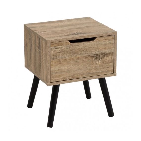Table de chevet 1 tiroir bois et noir