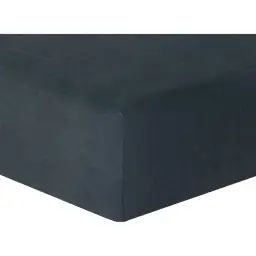Drap housse en lin lavé 140x190x30 Bleu nuit