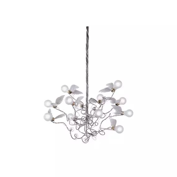 Lustre Birdie en Tissu, Plume – Couleur Blanc – 43 x 107 x 100 cm – Designer