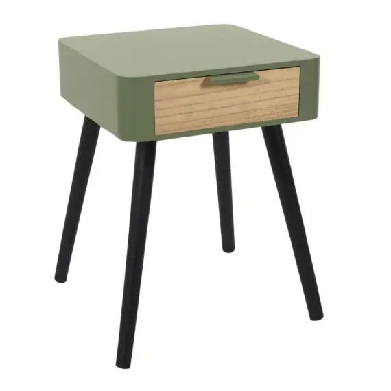 Table de chevet 1 tiroir bois vert