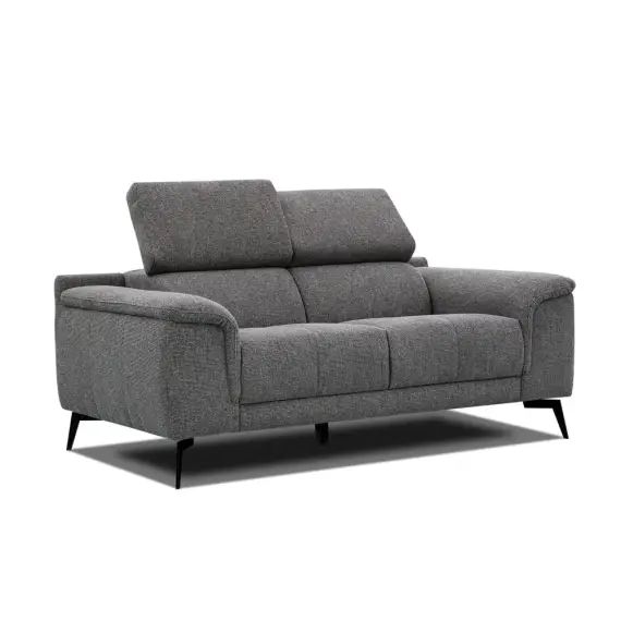 Canapé droit 2 places tissu gris foncé