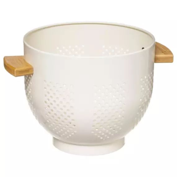 Passoire métal blanc et bois – diamètre 22cm