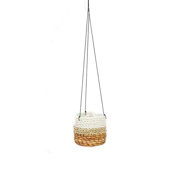 Porte-plante en feuille de banane blanc et naturel