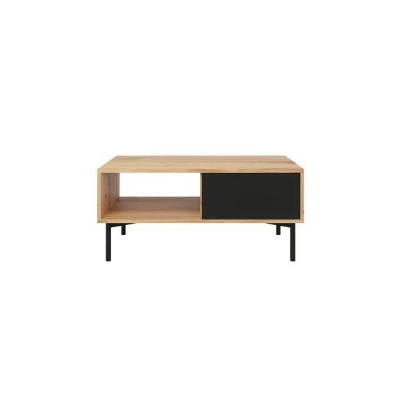 Table basse industrielle 2 tiroirs 102cm – Noir / Bois
