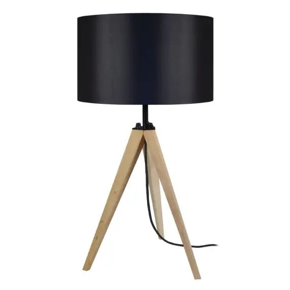 Lampe de chevet bois naturel et noir