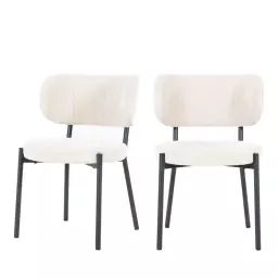 Oasis – Lot de 2 chaises en chenille et métal – Couleur – Ecru
