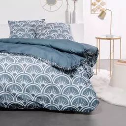 Parure de lit en Coton Bleu 260×240 cm