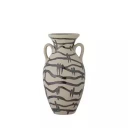 Ohana – Vase en grès céramique ø16cm – Couleur – Blanc / Noir