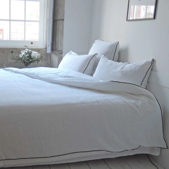 Parure de lit en lin lavé blanc 240x220cm – Oslo