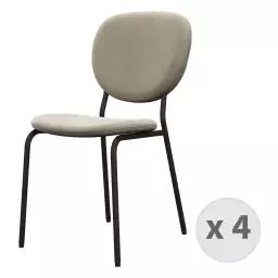 Chaise en Velours Taupe et métal noir (x4)