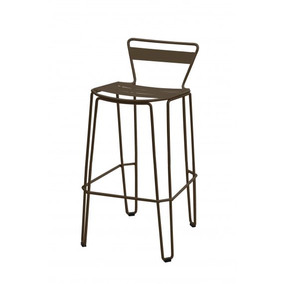 MALLORCA – Chaise haute en acier gris taupe