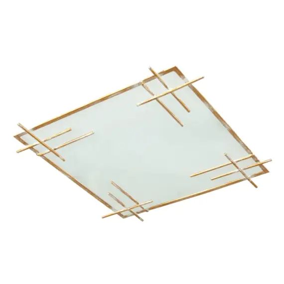 Plafonnier métal blanc d&rsquo;ivoire et or