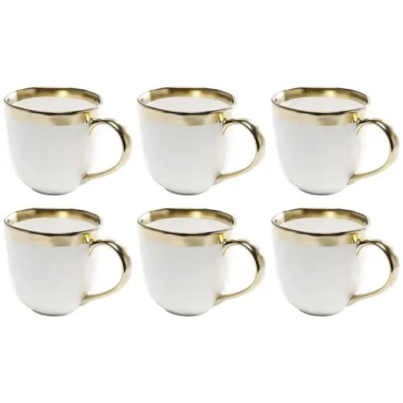 Mug en porcelaine dorée et blanche D10 – Lot de 4