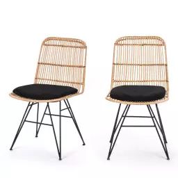 Uyuni – Lot de 2 chaises design en rotin – Couleur – Naturel