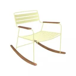 Rocking chair Surprising en Métal, Teck – Couleur Jaune – 69 x 89 x 76 cm – Designer Harald Guggenbichler