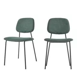 Benilda – Lot de 4 chaises en chenille et métal – Couleur – Vert forêt