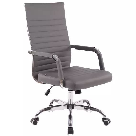 Chaise de bureau réglable pivotante en similicuir Gris