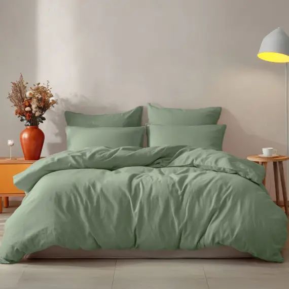 Housse de couette en coton  sauge 260×240 cm
