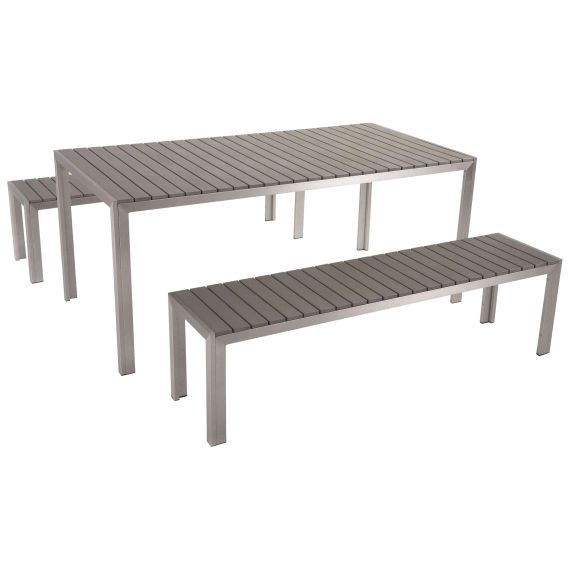 Ensemble de jardin 6 places en aluminium et bois composite gris