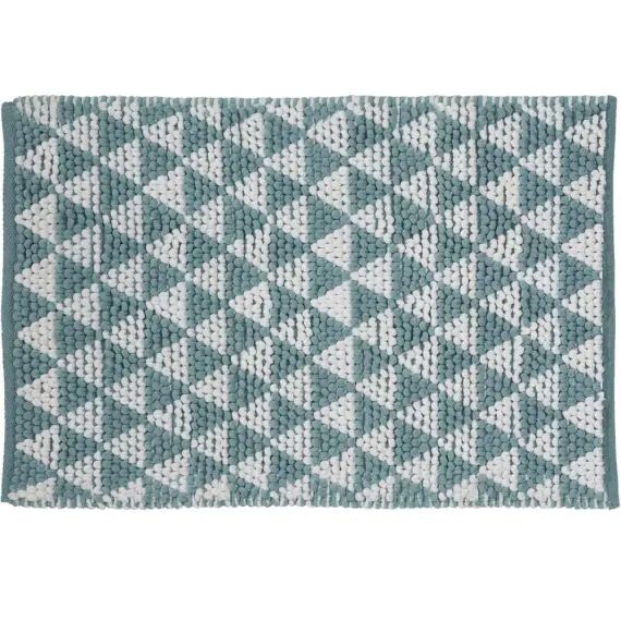 Tapis de bain en polycoton fantaisie bleu 60x120cm