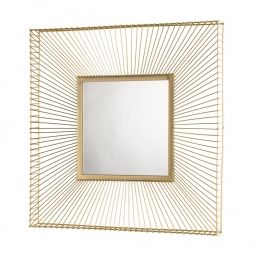 Miroir carré métal doré 65×65