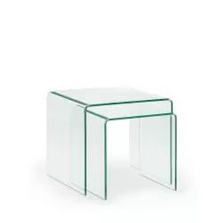 Burano – 2 tables basses gigognes en verre – Couleur – Transparent