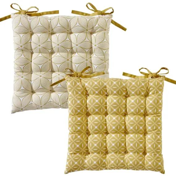 Galette de chaise jaune 40×40 en coton