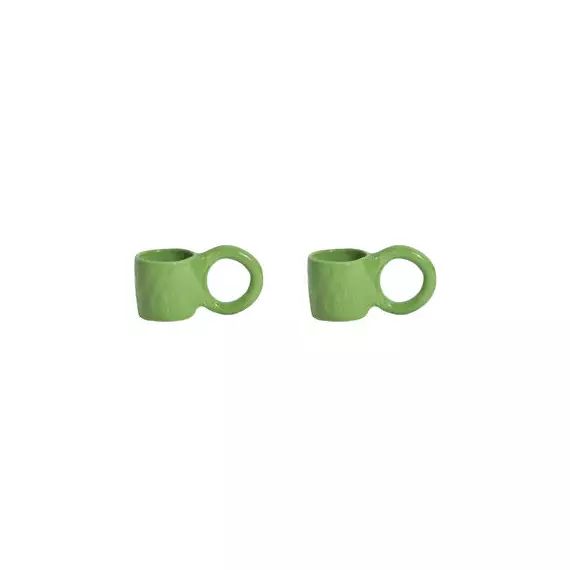 Tasse à espresso Donut en Céramique, Faïence émaillée – Couleur Vert – 11 x 13.39 x 5.5 cm – Designer Pia Chevalier