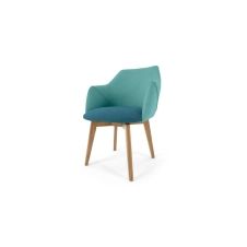 Lule, chaise de bureau pivotante, bleu minéral et vert émeraude et chêne