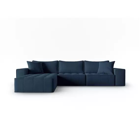 Canapé d’angle gauche 5 places en tissu structurel blue jeans