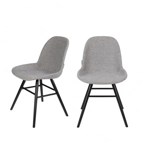 2 chaises en bois et tissu gris clair