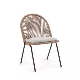 Villada – Lot de 4 chaises de jardin en métal et corde