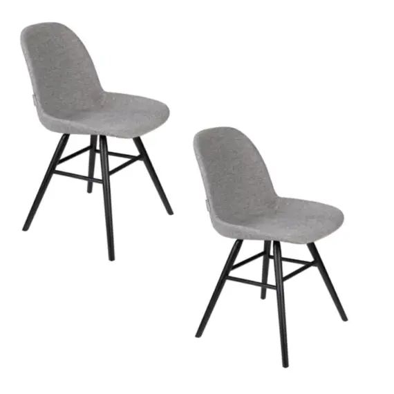 2 chaises en bois et tissu gris clair