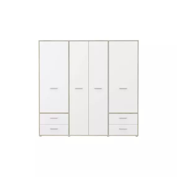 Armoire 4 portes 4 tiroirs MILA coloris chêne sonoma/ blanc mat