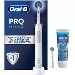 Brosse à dents électrique ORAL-B Pro 3800 Cross Action Blanche + 1 dentif