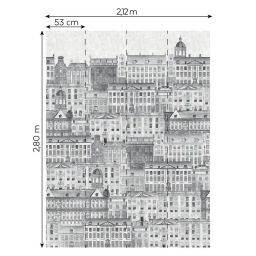Papier peint panoramique Panorama old town lisse gris intissé LUTECE l.212 x H.2