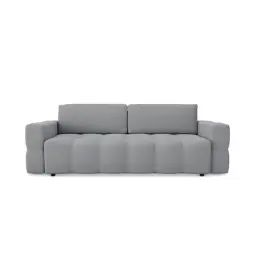 Canapé 4 places convertible coffre tissu tramé gris béton