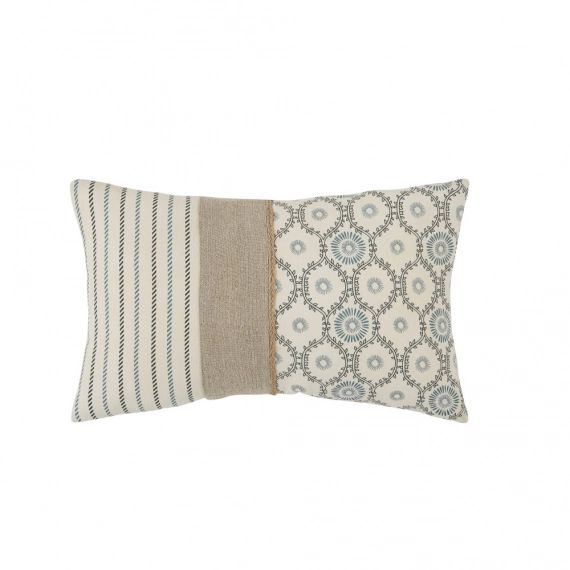 Coussin en coton lavé bio imprimé et lin 50×30