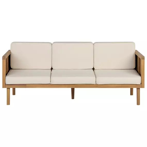 Canapé de jardin en tissu bois clair 3 Personnes