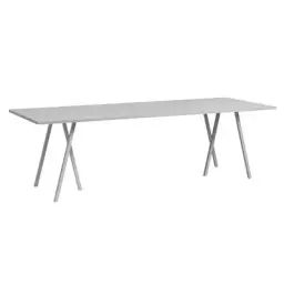 Table rectangulaire Loop en Métal, Acier laqué – Couleur Gris – 200 x 65 x 74 cm – Designer Leif Jorgensen