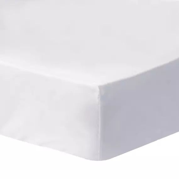 Drap housse en percale de coton 90×190/200cm – Bonnet 30cm Blanc