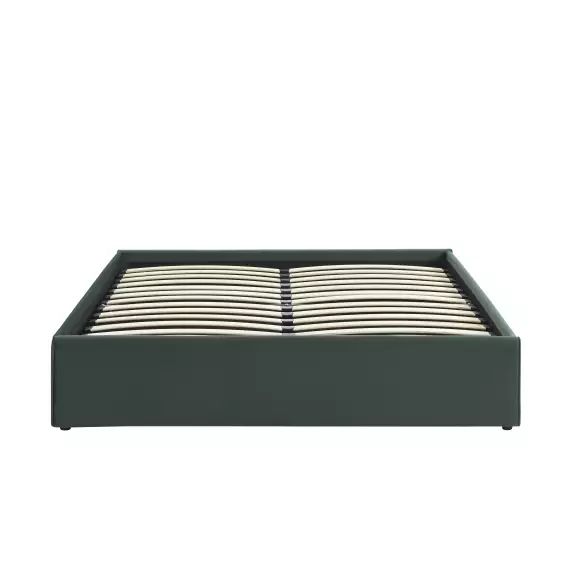 Lit coffre  velours vert forêt 140×190 sommier inclus