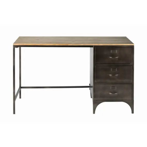 Bureau indus 3 tiroirs en métal et sapin Wayne